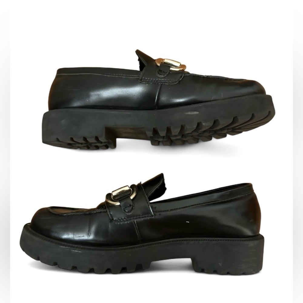 H & M Black and Gold Loafers